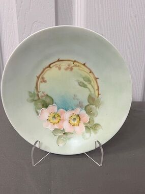 Vintage Silesia Floral Ceramic Decorative Plate in Pink, Green, Yellow
